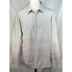 DKNY 100% Cotton Striped Button Up Shirt Gray Mens 2XL